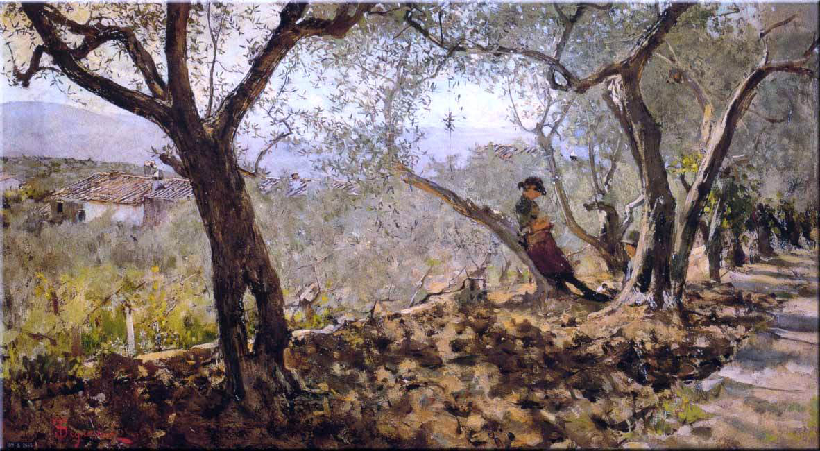 Telemaco Signorini Fra gli Ulivi a Settignano - Hand Painted Oil Painting