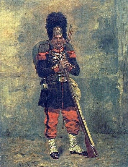 Alphonse De Neuville French Grenadier - Hand Painted Oil Painting