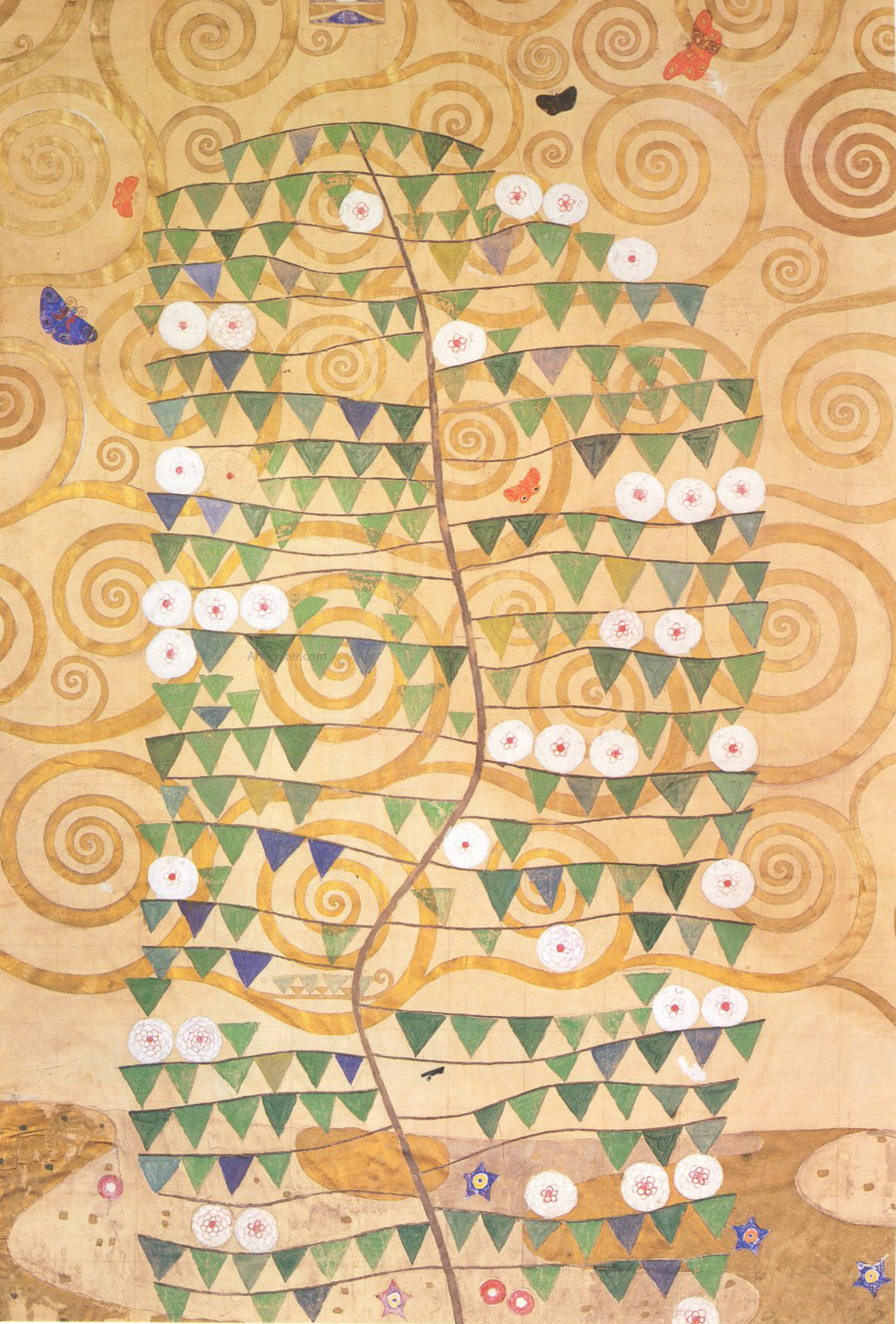 Gustav Klimt Frieze of the Villa Stoclet in Brussels Right Part of the Tree of Life - Hand Painted Oil Painting