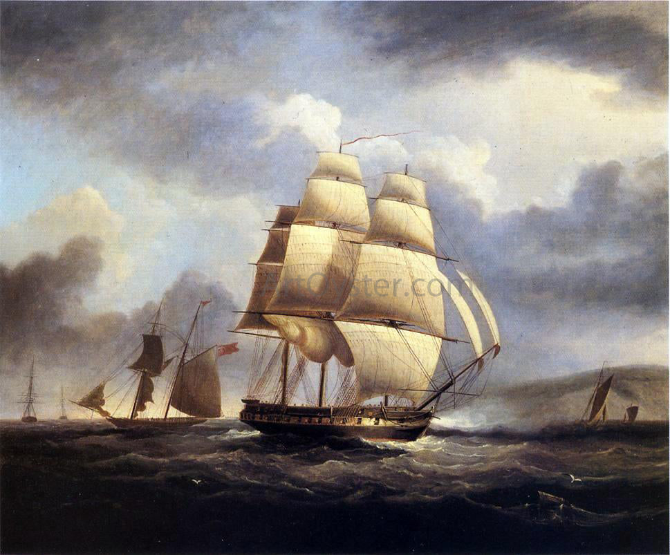 James E Buttersworth A Frigate on the Thames - Hand Painted Oil Painting