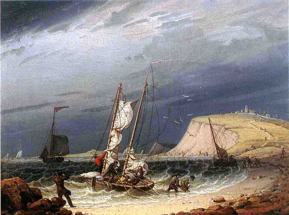 Robert Salmon Frolicking Party on a Sea Shore - Hand Painted Oil Painting