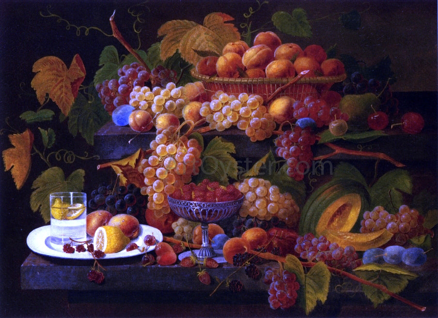 Severin Roesen Fruit and Lemon Water - Hand Painted Oil Painting