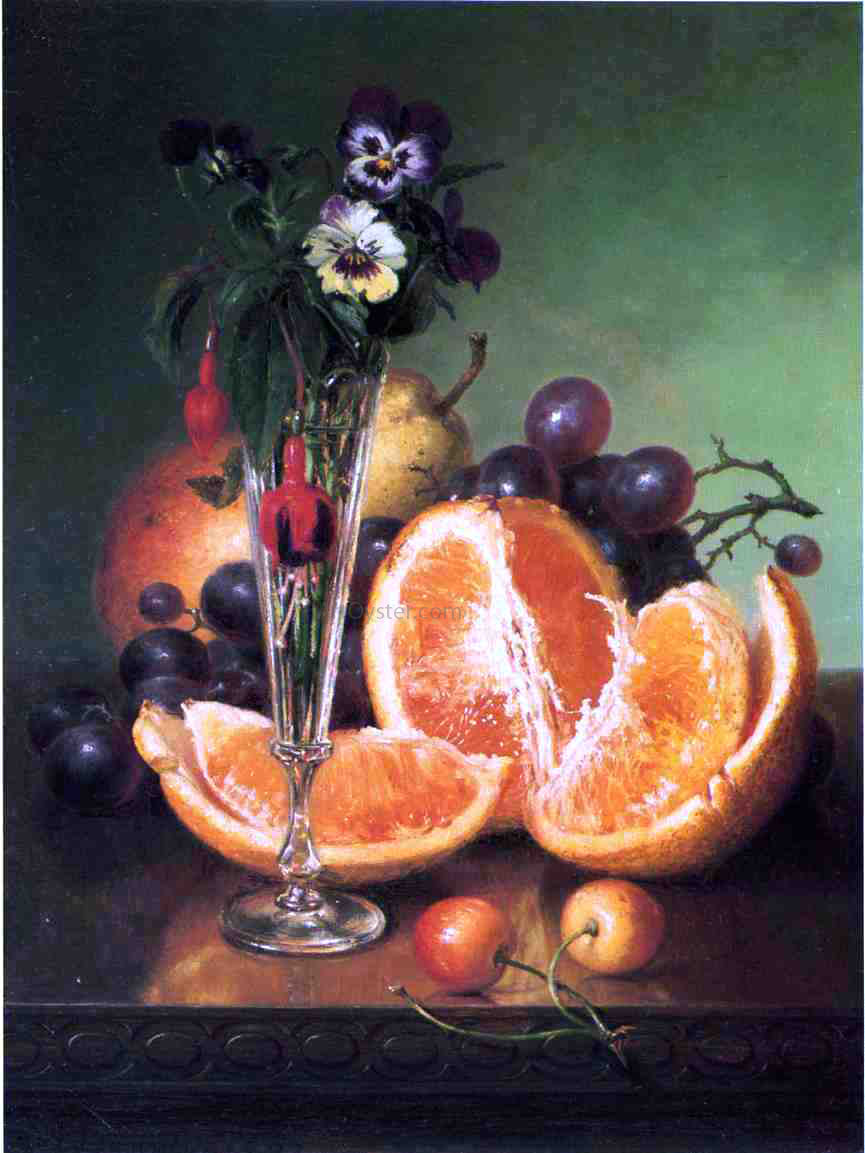 Robert Spear Dunning Fruit, Flowers and a Wineglass on a Tabletop - Hand Painted Oil Painting