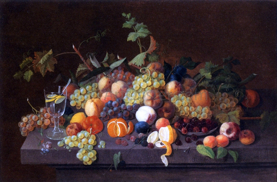 Severin Roesen Fruit Still Life with Glass of Lemonade - Hand Painted Oil Painting
