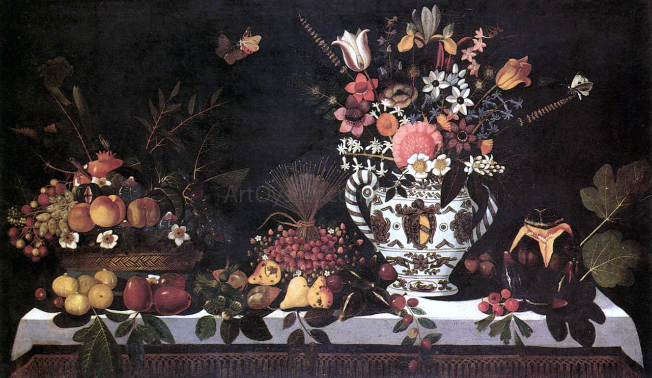 Master of Hartford Still-life Fruit Still-Life with a Vase of Flowers - Hand Painted Oil Painting