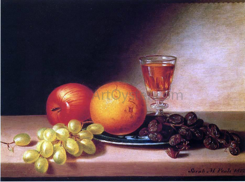 Sarah Miriam Peale Fruits and Wine - Hand Painted Oil Painting