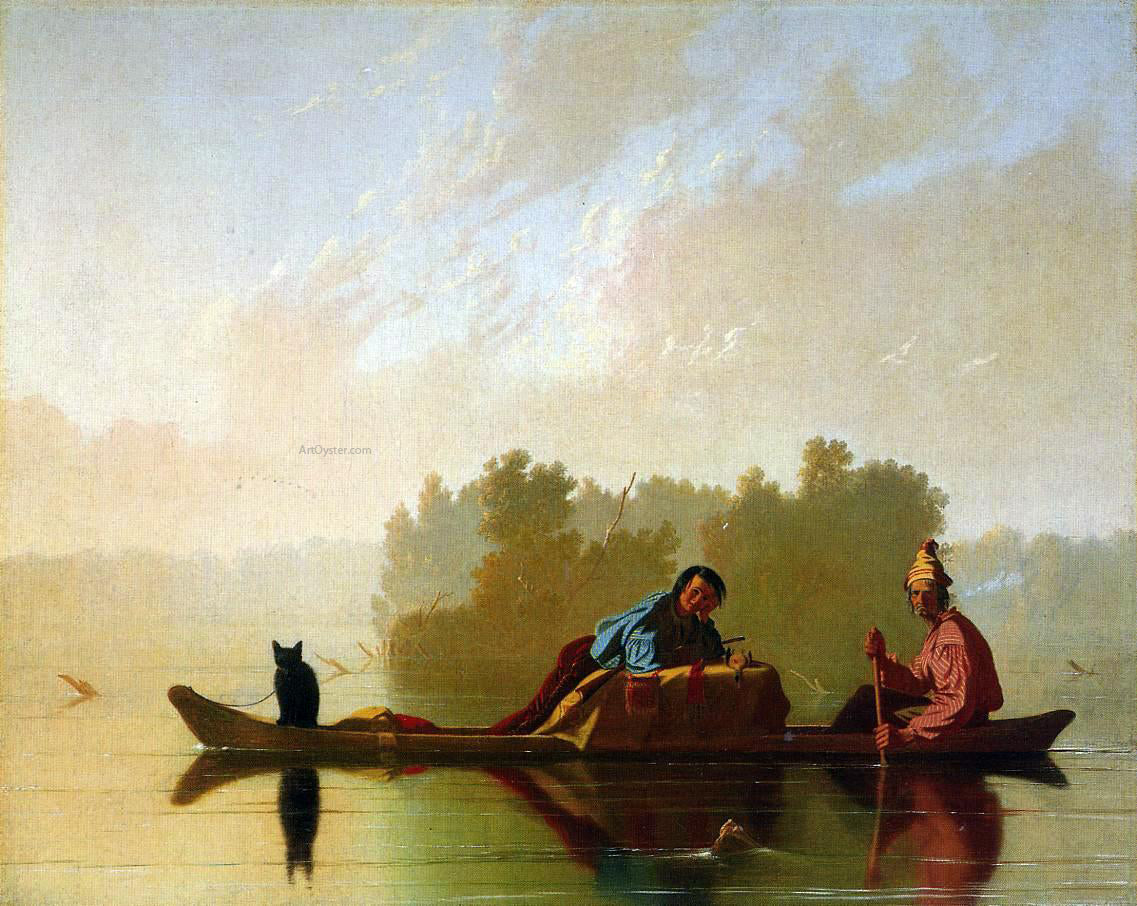  George Caleb Bingham Fur Traders Descending the Missouri - Hand Painted Oil Painting