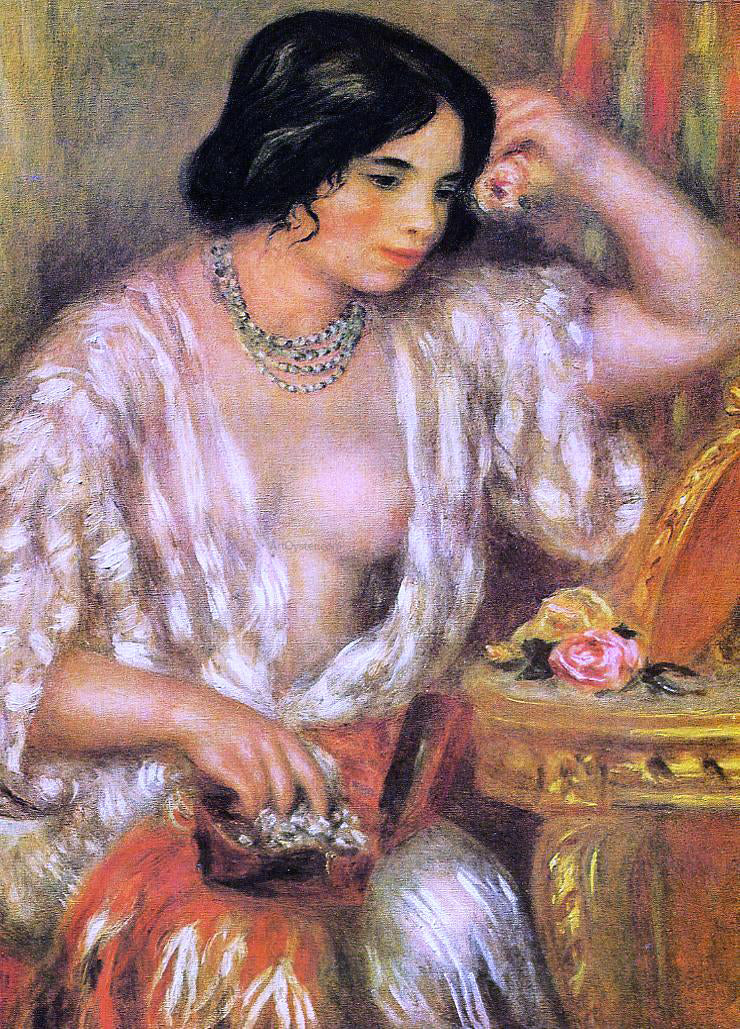 Pierre Auguste Renoir Gabrielle Wearing Jewelry - Hand Painted Oil Painting