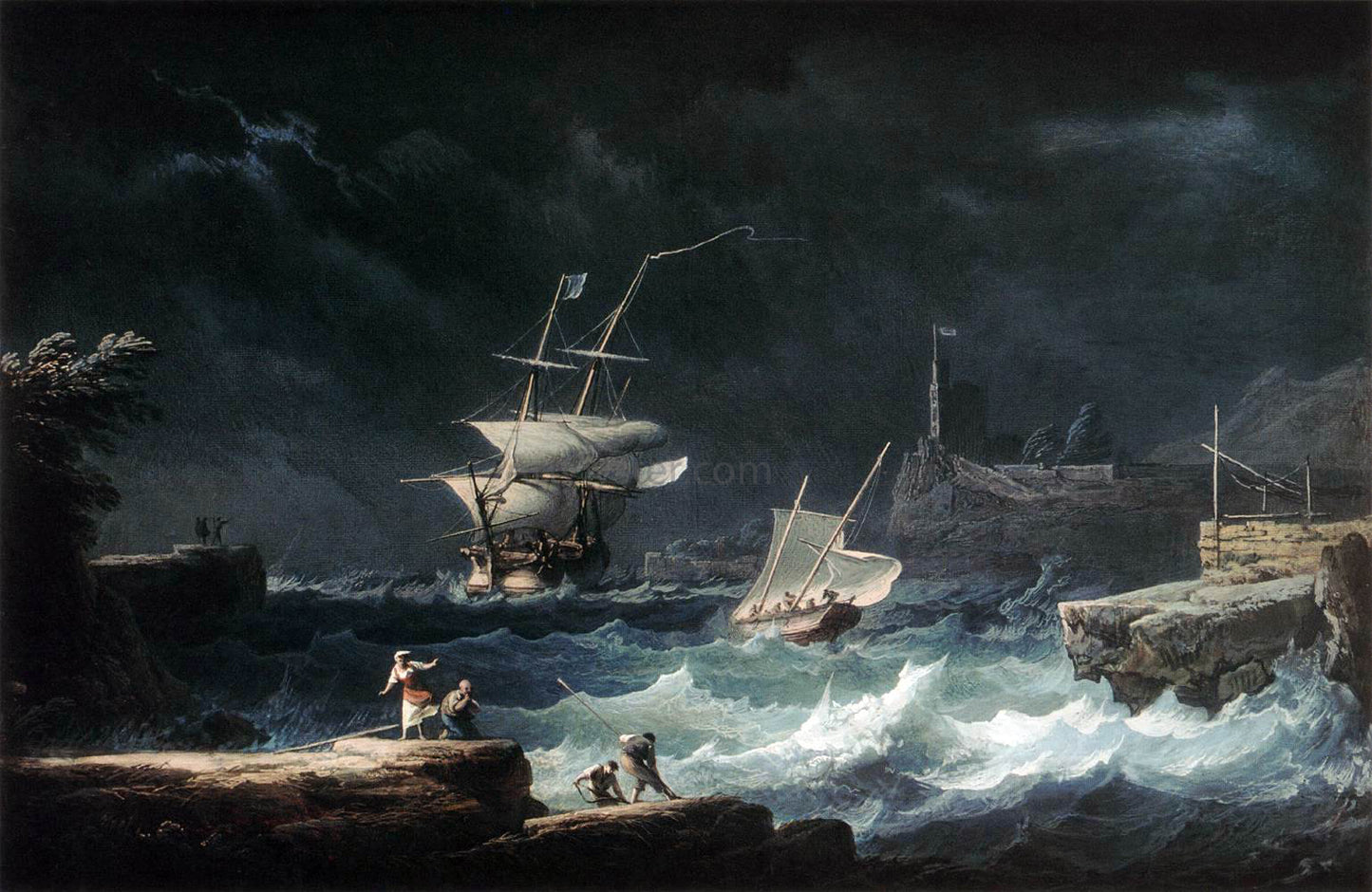 Alexandre-Jean Noel A Gale at Sea - Hand Painted Oil Painting