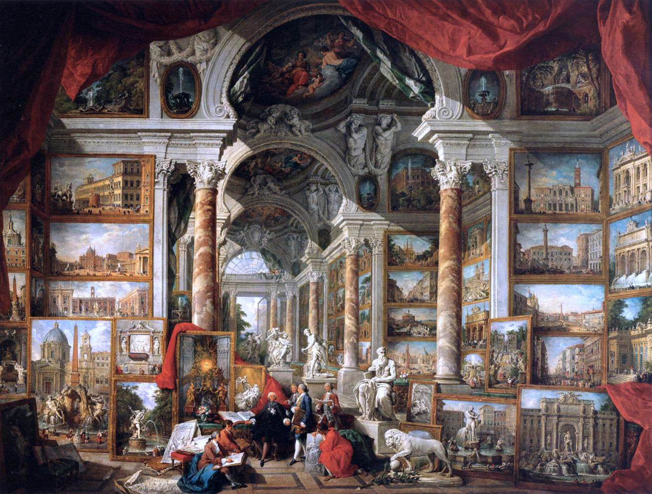 Giovanni Paolo Pannini Gallery of Views of Modern Rome - Hand Painted Oil Painting