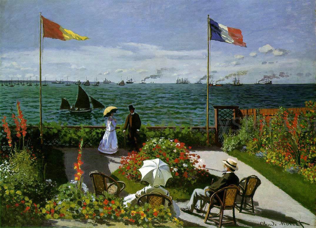 Claude Oscar Monet Garden at Sainte-Adresse - Hand Painted Oil Painting