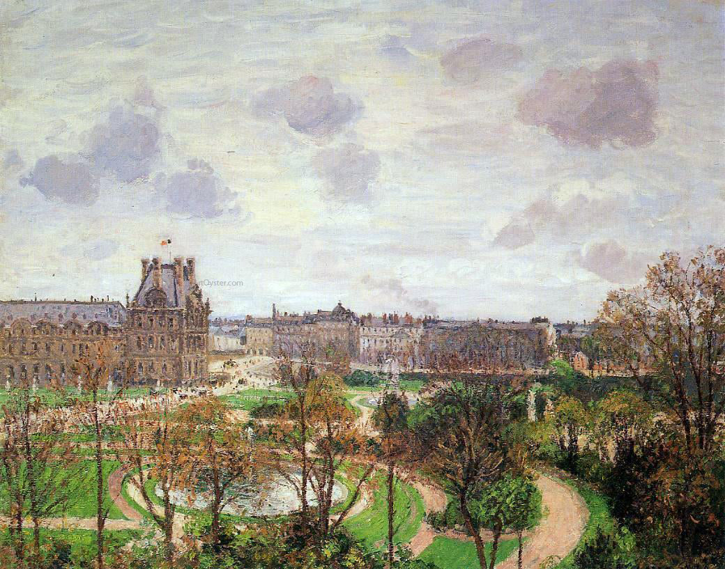 Camille Pissarro Garden of the Louvre: Morning, Grey Weather - Hand Painted Oil Painting