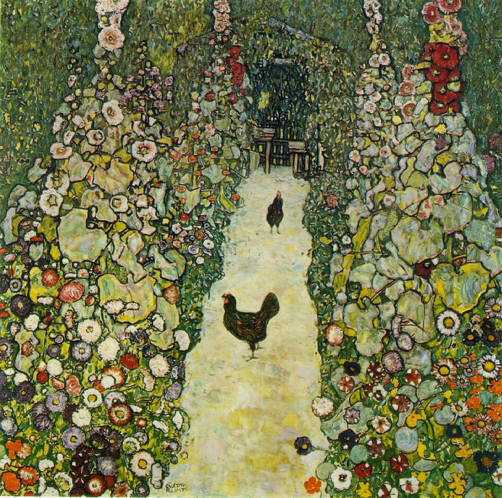 Gustav Klimt A Garden Path with Chickens - Hand Painted Oil Painting
