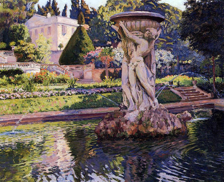 Theo Van Rysselberghe Garden with Villa and Fountain - Hand Painted Oil Painting