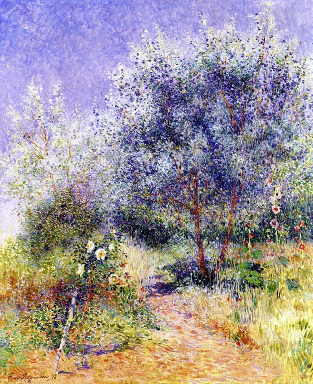 Ferdinand Du Puigaudeau Garden with White Rose Bush - Hand Painted Oil Painting