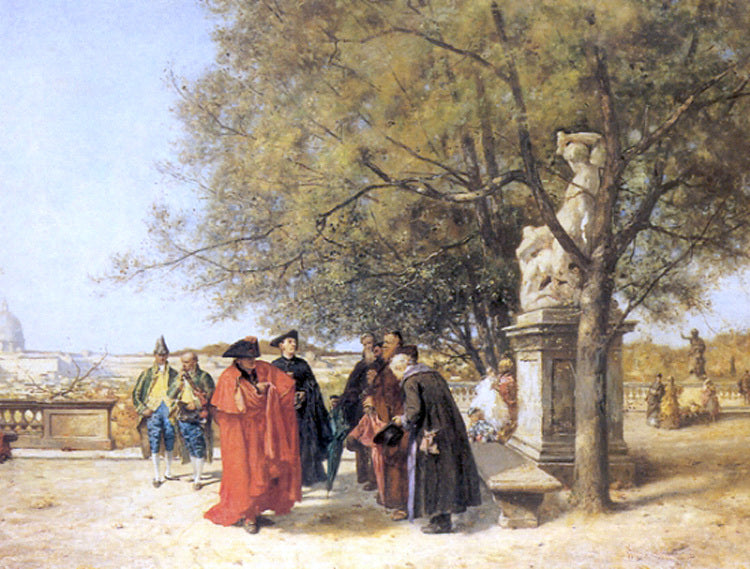 Ferdinand Heilbuth Gardens of the Vatican - Hand Painted Oil Painting
