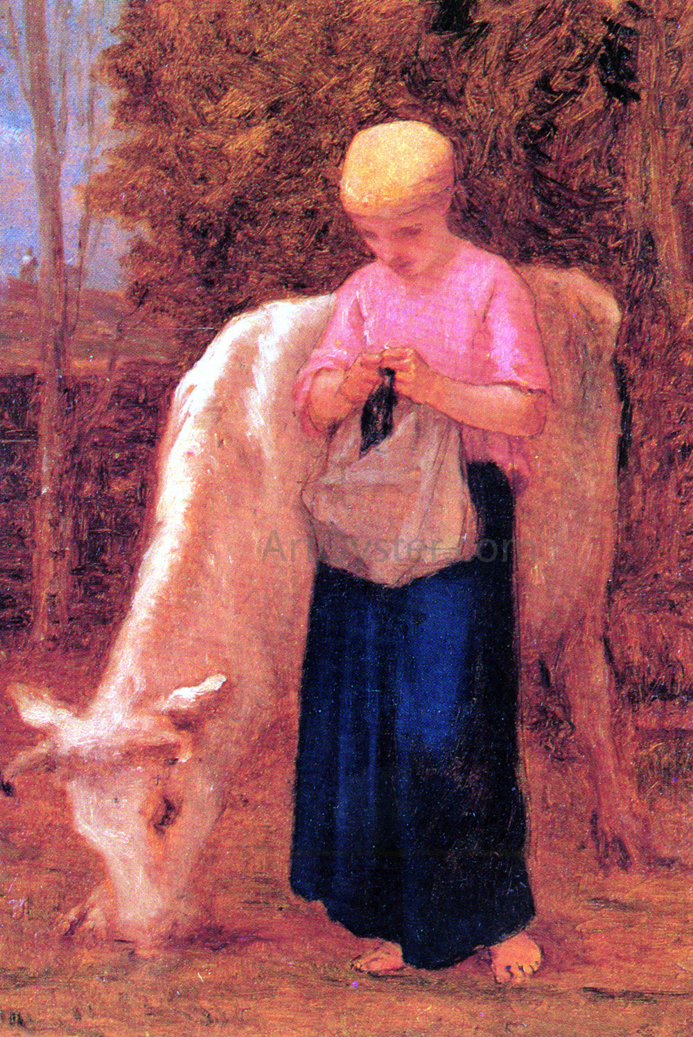  William Morris Hunt Gardeuse Des Vaches - Hand Painted Oil Painting