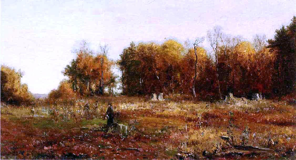 Jervis McEntee Gathering Autumn Leaves - Hand Painted Oil Painting