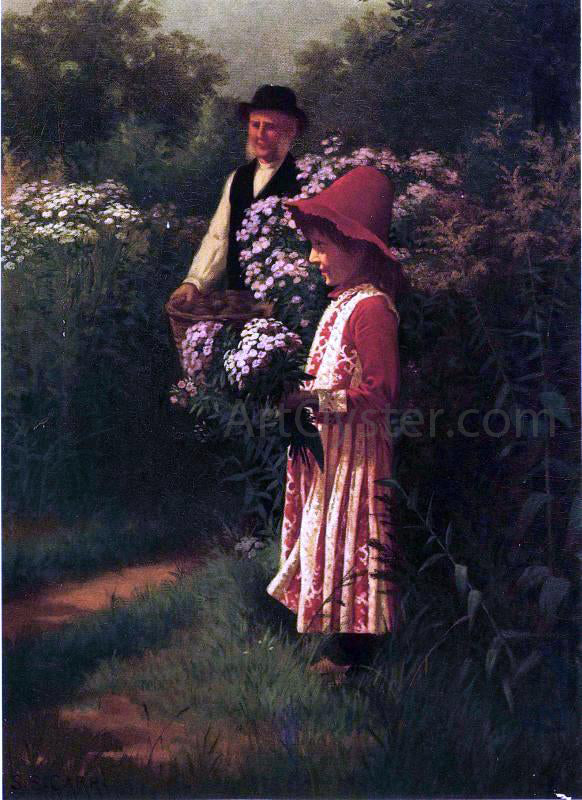  Samuel S Carr Gathering Flowers - Hand Painted Oil Painting