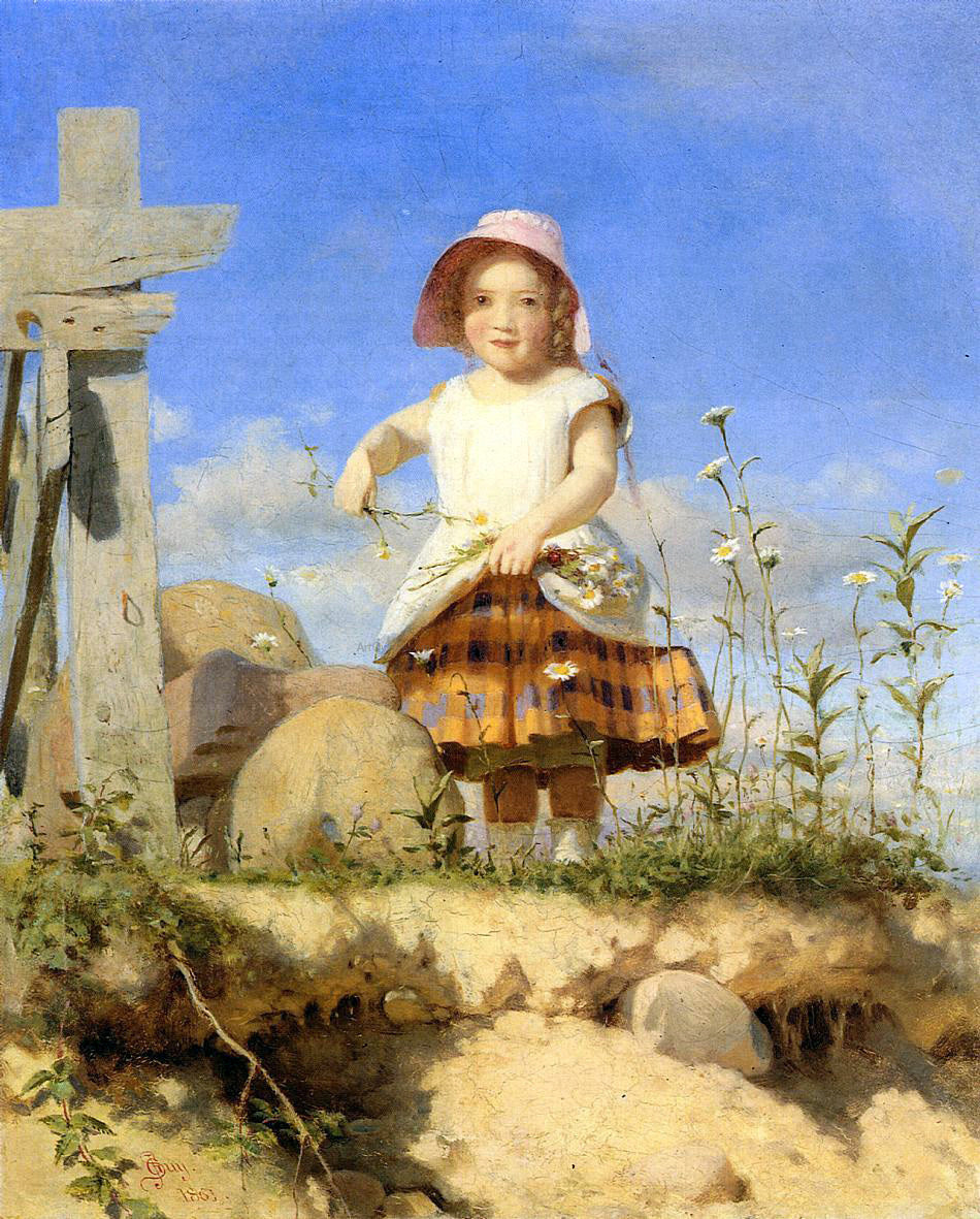 Seymour Joseph Guy Gathering Flowers - Hand Painted Oil Painting