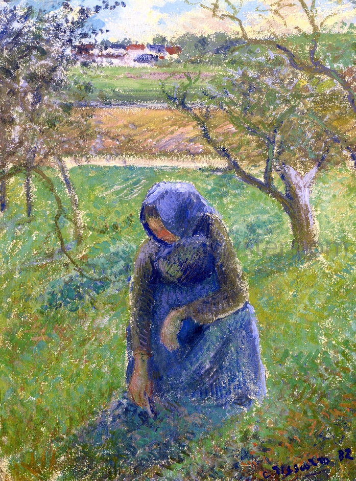 Camille Pissarro Gathering Herbs - Hand Painted Oil Painting