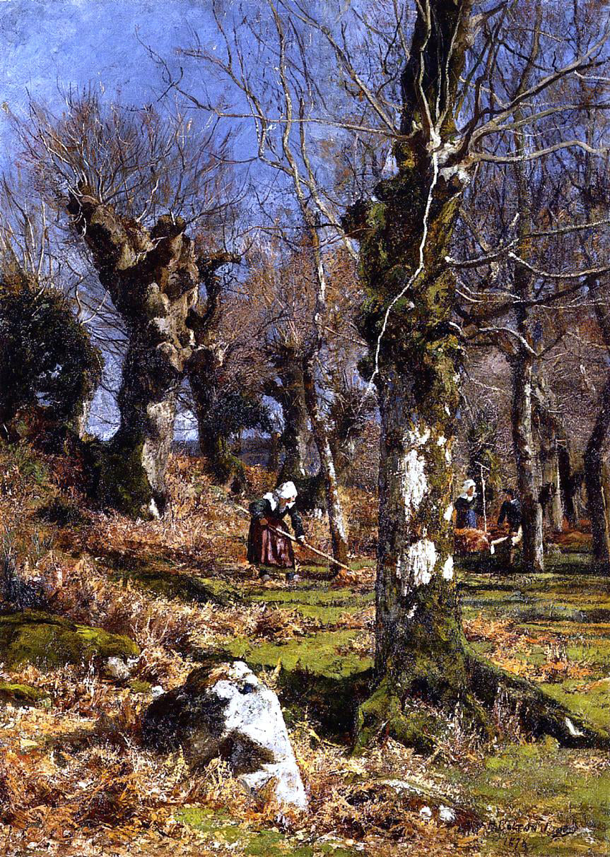 Hugh Bolton Jones Gathering Leaves - Hand Painted Oil Painting