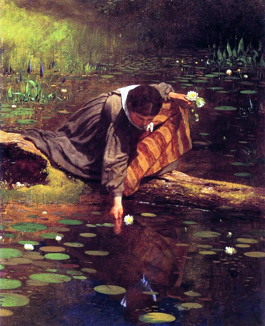 Eastman Johnson Gathering Lilies - Hand Painted Oil Painting
