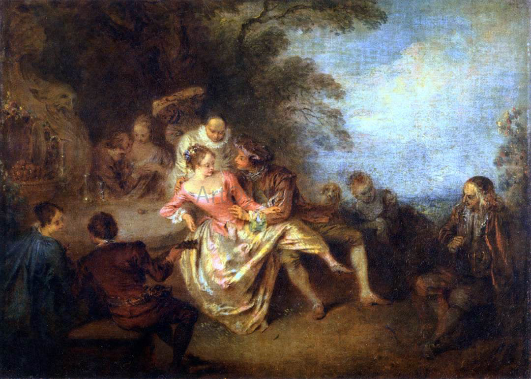Jean Joseph Pater Gathering of Actors of the Comedie-Italienne in a Park - Hand Painted Oil Painting
