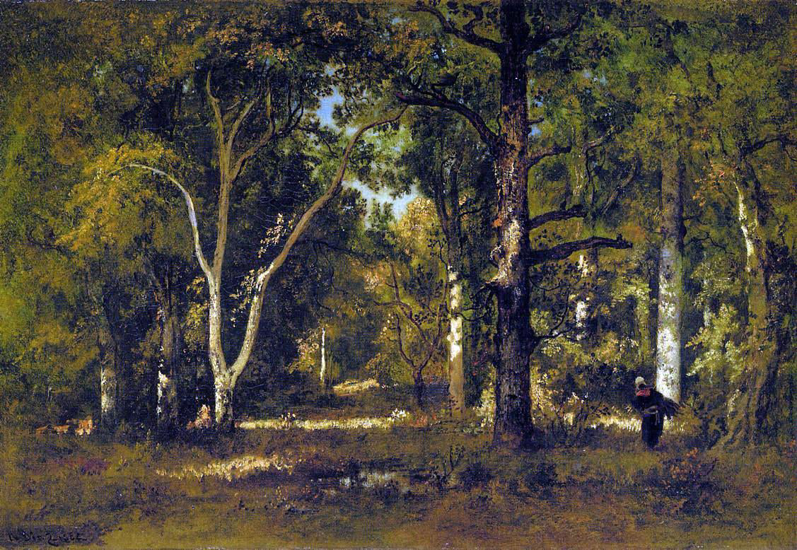 Narcisse Virgilio Diaz De la Pena Gathering Wood Under the Trees - Hand Painted Oil Painting