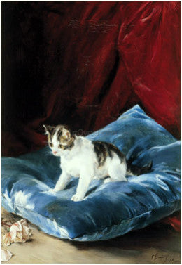 Francisco Domingo Marques Gatito Jugando - Hand Painted Oil Painting