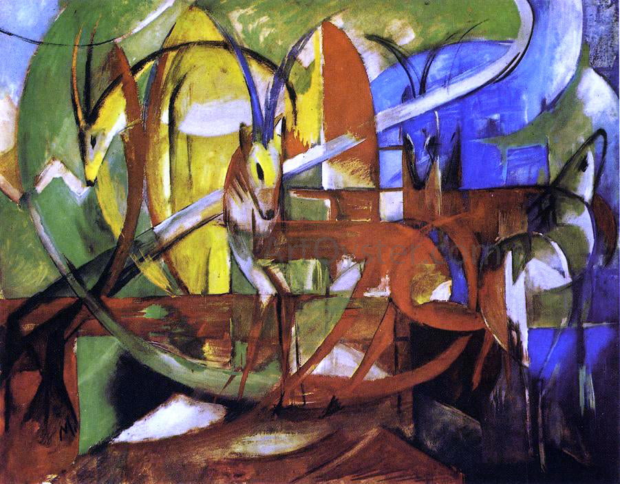 Franz Marc Gazelles - Hand Painted Oil Painting