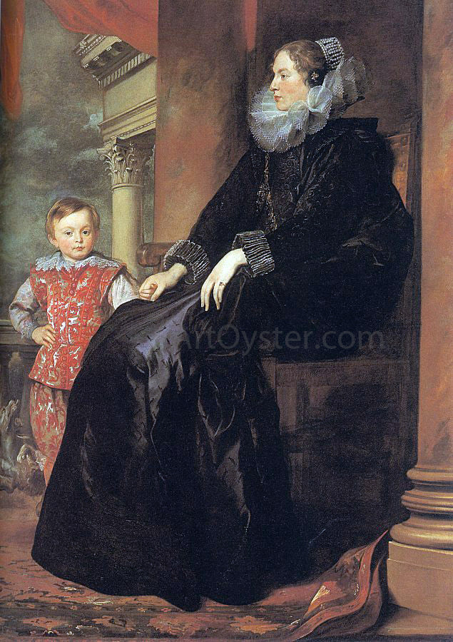 Sir Antony Van Dyck Genoese Noblewoman with her Son - Hand Painted Oil Painting