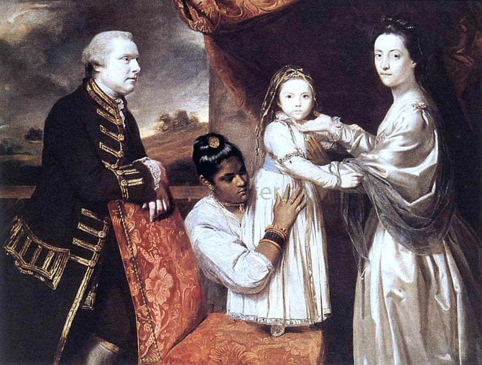 Sir Joshua Reynolds George Clive and his Family with an Indian Maid - Hand Painted Oil Painting