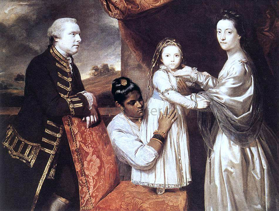  Sir Joshua Reynolds George Clive and his Family with an Indian Maid - Hand Painted Oil Painting