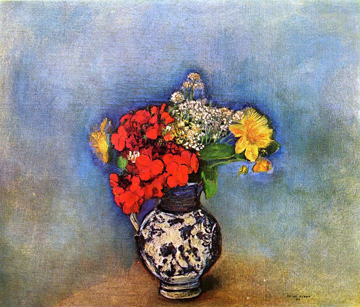 Odilon Redon Geraniums - Hand Painted Oil Painting
