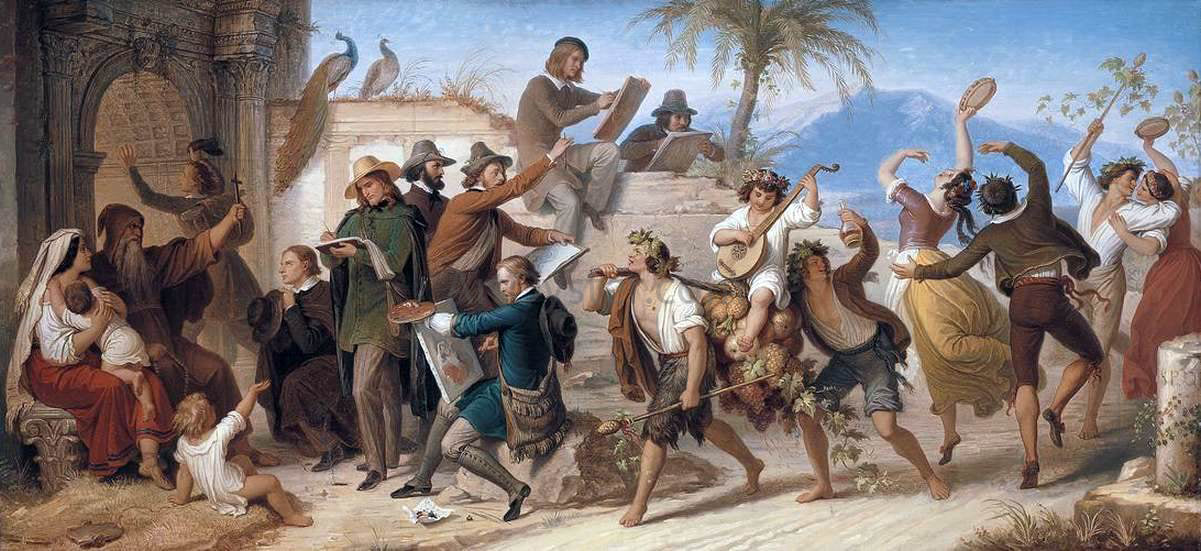 Wilhelm Von Kaulbach German Artists Make Their Sketches in Rome - Hand Painted Oil Painting