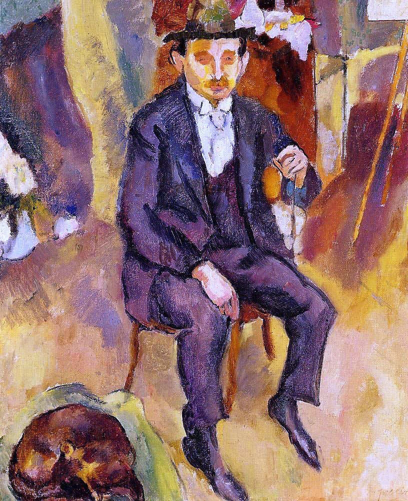 Jules Pascin German Painter with Dog in the Studio - Hand Painted Oil Painting