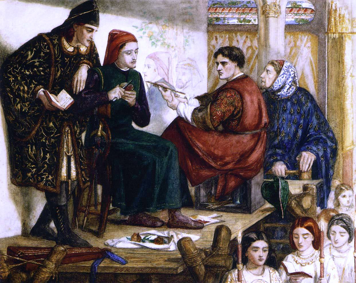 Dante Gabriel Rossetti Giotto Painting the Portrait of Dante - Hand Painted Oil Painting