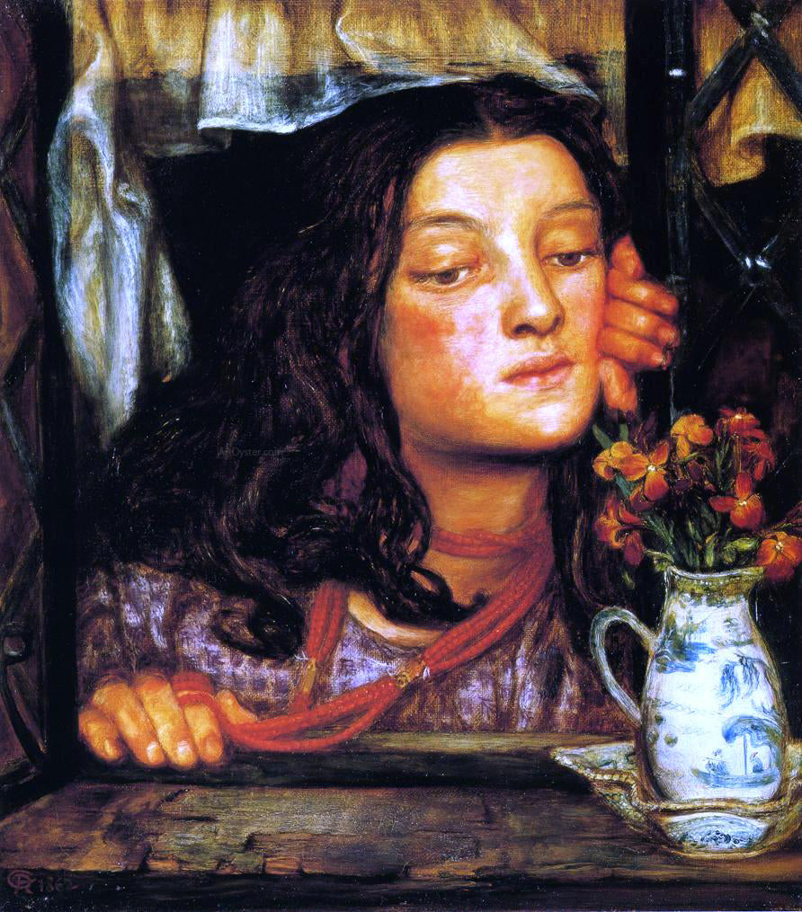 Dante Gabriel Rossetti Girl at Lattice - Hand Painted Oil Painting