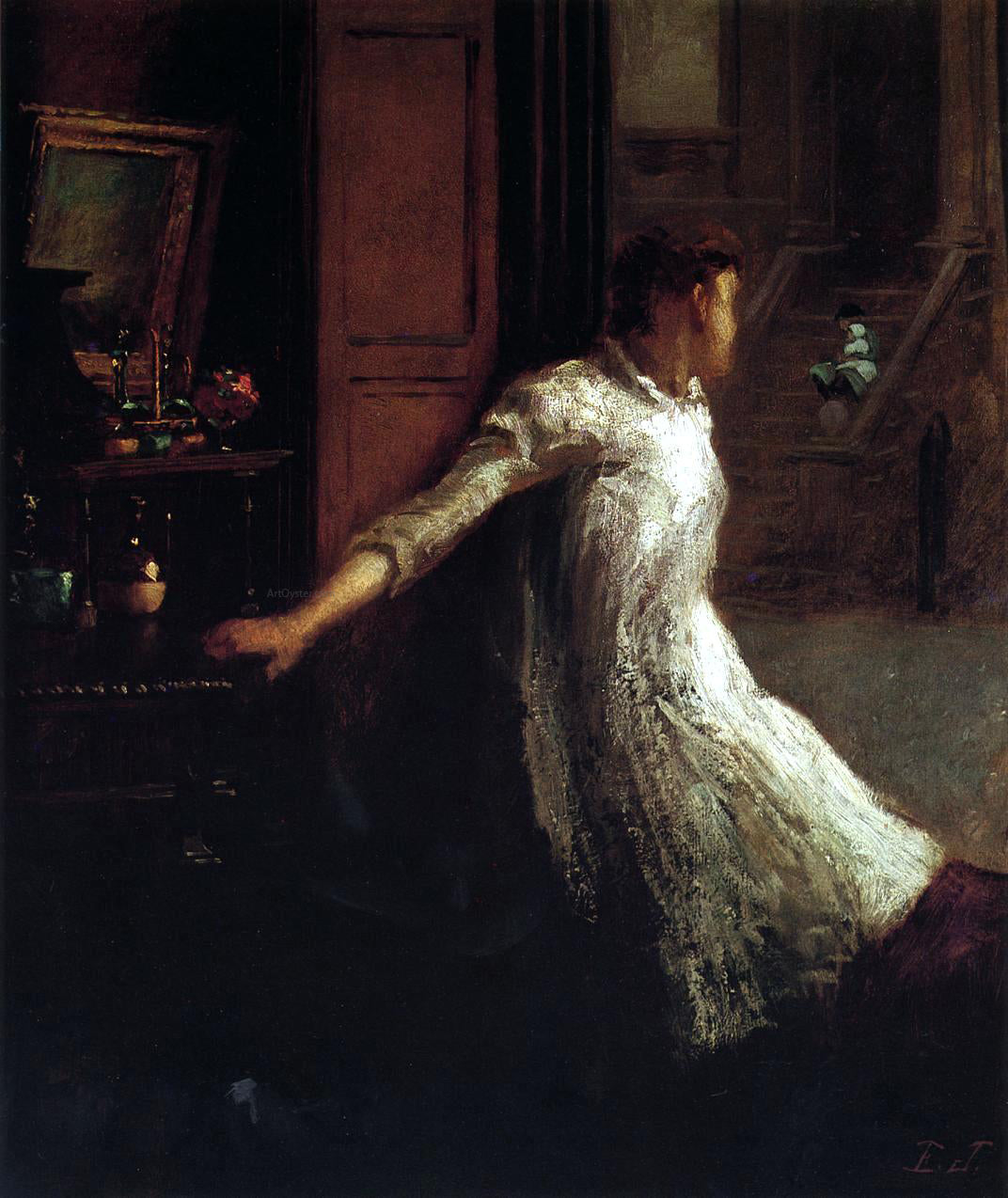 Eastman Johnson Girl at the Window - Hand Painted Oil Painting