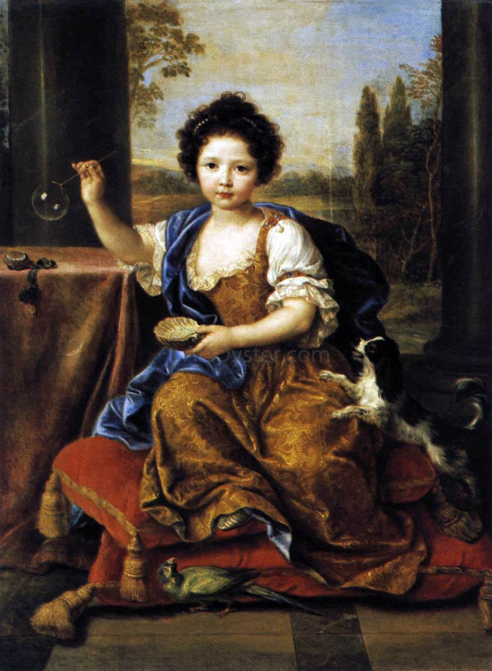 Pierre Mignard Girl Blowing Soap Bubbles - Hand Painted Oil Painting
