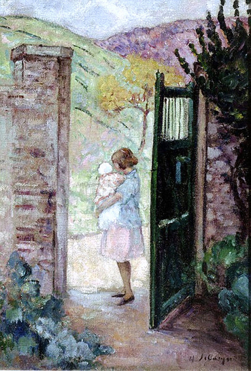 Henri Lebasque Girl by the Gate - Hand Painted Oil Painting