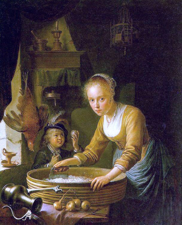  Gerrit Dou Girl Chopping Onions - Hand Painted Oil Painting
