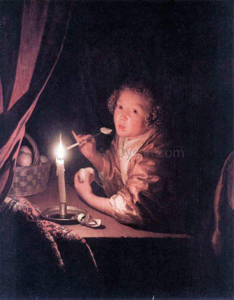 Godfried Schalcken Girl Eating an Apple - Hand Painted Oil Painting