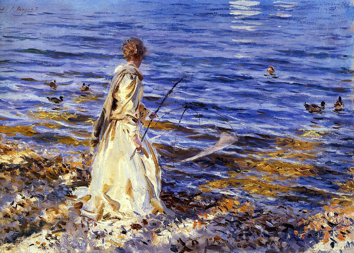 John Singer Sargent Girl Fishing - Hand Painted Oil Painting