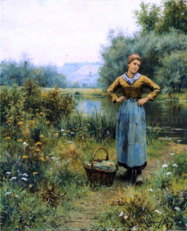  Daniel Ridgway Knight Girl in a Landscape - Hand Painted Oil Painting