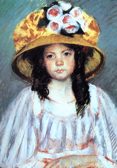 Mary Cassatt Girl in a Large Hat - Hand Painted Oil Painting