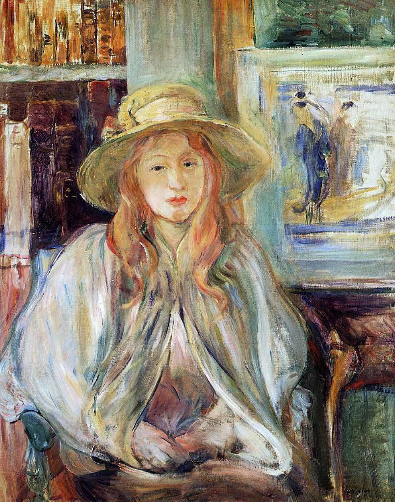  Berthe Morisot Girl in a Straw Hat - Hand Painted Oil Painting