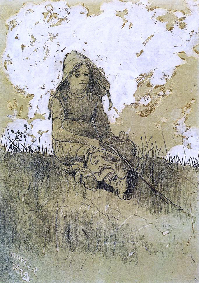 Winslow Homer Girl in a Sunbonnet - Hand Painted Oil Painting