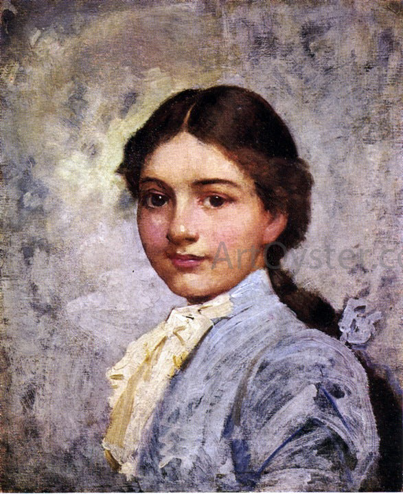 Frank Duveneck Girl in Blue Blouse - Hand Painted Oil Painting